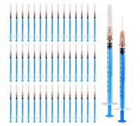 SPORWAY Lot de 100 seringues stériles en plastique de 1 ml avec aiguilles avec capuchons, seringue de colostrum de 1 ml, seringue doseuse pour remplir et mesurer les liquides, l'alimentation des