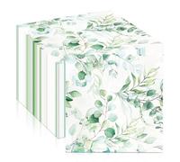 SPORWAY Lot de 100 Serviettes Vertes pour Anniversaire, Baptême, Communion, Eucalyptus - Décoration de Jardin et Fête