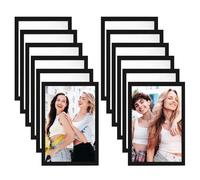 SPORWAY Lot de 12 cadres magnétiques A4 autocollants : cadre photo avec fermeture magnétique, cadre magnétique, pochettes transparentes A4, cadre photo rabattable pour cadre d'information, mur et