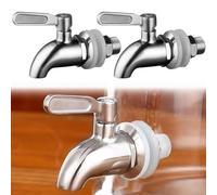 SPORWAY Lot de 2 distributeurs de boissons : robinet de rechange en acier inoxydable 304, robinet rotatif de 16 mm, robinet de rechange pour récipient en verre, robinet pour boisson, café, bière