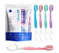 SPORWAY Lot de 26 mini brosses à dents 5 en 1 - Fil dentaire avec dentifrice + bouton + gratte-langue + fil dentaire - Brosse à dents de voyage emballée individuellement pour le camping, les voyages