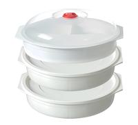 SPORWAY Lot de 3 Assiettes à Micro-ondes Avec Couvercle : 3 Compartiments, Boîte de Rangement, Vaisselle pour Chauffer, 3ème Étage, Avec Aération
