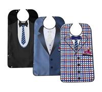 SPORWAY Lot de 3 bavoirs pour adultes : bavoirs pour personnes âgées Bavoir imperméable réutilisable lavable Tablier de repas Protection des vêtements pour personnes âgées Femmes Hommes, Noir , taille
