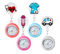 SPORWAY Lot de 4 montres d'infirmière : montres de poche pour femme avec clip, rétractable, montre de poche pour infirmière, montre de poche avec pointeur lumineux pour médecin, infirmière, étudiante