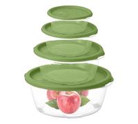 SPORWAY Lot de 4 plats à micro-ondes : vaisselle pour micro-ondes avec couvercle (2000 ml, 1050 ml, 530 ml, 200 ml), empilables, passent au lave-vaisselle, au micro-ondes, sans BPA, pour réfrigérateur