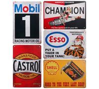 SPORWAY Lot de 5 plaques décoratives rétro 20 x 30 cm - Plaque en tôle - Poster de voiture - Huile moteur