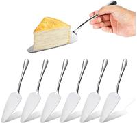 SPORWAY Lot de 6 pelles à gâteau, en acier inoxydable, avec bords dentelés, en acier inoxydable poli, pour mariages, événements, fêtes, anniversaires
