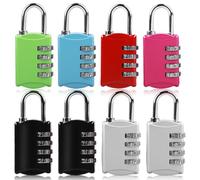 SPORWAY Lot de 8 cadenas à combinaison : cadenas à 4 chiffres avec code numérique, antirouille en métal pour salle de gym, casier, jardin, abri de jardin