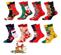SPORWAY Lot de 8 paires de chaussettes de Noël unisexes en coton chaud pour l'hiver Cadeau de Noël, Couleur, 32