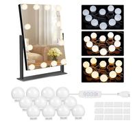 SPORWAY Lumière de Miroir Lampe Maquillage, LED Lumière Coiffeuse 12 Ampoules Intensité Variable, 3 Couleurs et 10 Luminosité Style Hollywood Lumière pour Salle de Bain