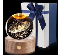 SPORWAY Lumière de nuit 3D Boule de cristal: système solaire USB, planètes gravées au laser, lumière colorée, décoration de la maison, cadeau à thème spatial