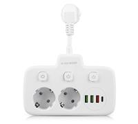 SPORWAY Multiprise 2 Prises 2 Prises avec 3 Ports USB et 1 Port USB-C, multiprise Adaptateur, multiprise 2 Prises pour Bureau à Domicile, 10 A/2500 W