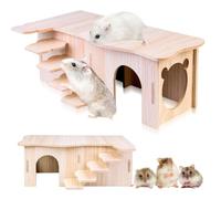 SPORWAY Niche d'angle en bois pour hamster avec échelle, plateforme pour hamster nain, pour petits animaux de compagnie