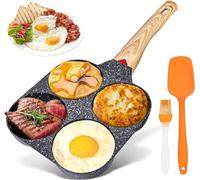 SPORWAY Poele a Crepe à 4 Moules: Poêle Pancakes Antiadhésive pour Hamburger Oeuf Frit, pour Cuisinière à Induction Gaz et Électrique en Céramique