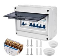 SPORWAY Unité de consommation 4 voies pour caravane, atelier, unité de consommation, boîte à fusibles en saillie, disjoncteur avec boîtier de protection IP65, 63 A 30 mA RCD 4MCB 2 x 6 A+10 A+20 A+32