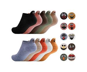 Sporzin Chaussettes Personnalisé 10 Paires Fantaisie Socquette Chaussette Femme 35-42 Coton Chaussettes Humour Droles Rigolotes, Sourire