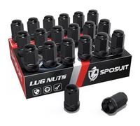 Sposuit Écrous de roue cannelés 7/16-20 - Remplacement pour Chevy Corvette 1953-1983, Camaro 1967-1982, Malibu 1964-1983 - Écrous de roue noirs à extrémité fermée (20 pièces)