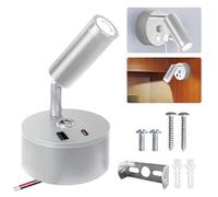 Spot 12V LED Camping Car,Lampe de Chevet Murale,Liseuse Murale avec USBC-Touchez le Panneau de Commande-Applique Liseuse 3 Effets de Lumière,Peut être Tourné,Convient pour Chevet, Camping-Car ou Yacht