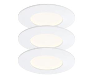 Spot à encastrer LED Plafonnier Spot à encastrer dans la salle de bain en blanc, plastique, IP23, 5W 350Lm 4000K blanc neutre, D 8,5 cm, 3 pièces