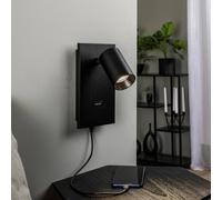 Spot Arcchio Brinja, noir, métal, USB-C, interrupteur Brinja Arcchio, dimmable, noir, Couloir, Aluminium, Moderne, Spot