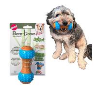 SPOT Bam-Bones Plus Giggles Jouet à mâcher Durable pour Chien - pour mâcheurs Moyens agressifs - Fibre de Bambou et Nylon - Double Texture - Extrémités en Caoutchouc massantes - Saveur Beurre