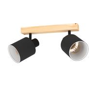 Spot BATALLAS E27 2X10W en bois et acier marron et noir 300x50mm