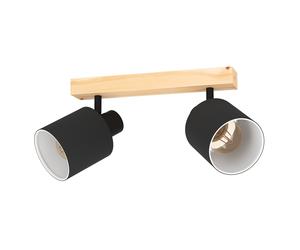 Spot BATALLAS E27 2X10W en bois et acier marron et noir 300x50mm