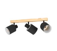 Spot BATALLAS E27 3X10W en bois et acier marron et noir 480x50mm