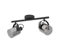 Spot BERREGAS E27 2X40W en acier noir et chrome 440x110mm