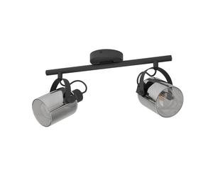 Spot BERREGAS E27 2X40W en acier noir et chrome 440x110mm