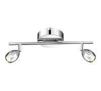 Spot de plafond 2 flammes LED plafonnier chromé lampe de salon argentée, spots chromés réglables, 2x 5W 400lm blanc chaud, Lxl 38 x 13 cm