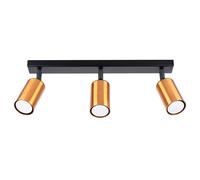 Spot de plafond allongé triple noir avec abat-jour en cuivre 3xGU10 10W WINX SL.