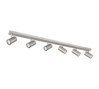 Spot de plafond argenté Spot de plafond 6 flammes, métal chromé scandinave, 6x GU10 douilles, LxlxH 115x6x12cm