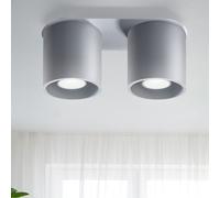 Spot de plafond design moderne pour cuisine, spot 2 flammes, gris aluminium, 2x GU10, LxH 26 x 12 cm