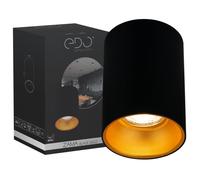 EDO Rond Spot de Plafond en Saillie GU10 ZAMA Noir avec Or - Ø80x110mm Plafonnier Spot 230V avec Douille GU10 - Lampe de Plafond en Aluminium, Downlight pour la chambre, le salon, la cuisine