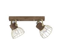 Spot De Plafond Flexible En Bois Métal Naturel Laiton E27 Vintage Pour Salon