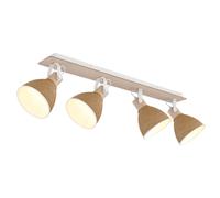 Spot de plafond, lampe de salon en bois marron, orientable, 4 ampoules blanches, L 85,5 cm