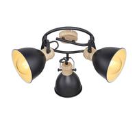 Spot de plafond Lampe de salon Look bois e-Shape Noir Marron D25cm