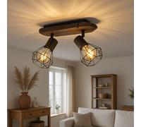 Spot De Plafond Lampe Flexible En Bois Vintage 2x E27