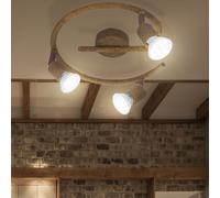 Spot de plafond LED, éclairage d'intérieur, trois spots mobiles, métal couleur rouille, bras en forme de E, x H 28 x 15 cm