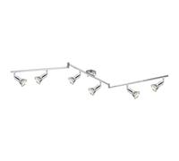 Spot de plafond LED orientable Lampe de plafond Lampe de salon Spot chromé Barre de spots 6 flammes, métal, 6x 3W 6x 250lm blanc chaud, LxH 145 x 17,5 cm