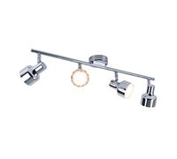 Spot de plafond LED orientable, plafonnier chromé, 4 flammes, métal acrylique, 4x 4W 320Lm blanc chaud, LxH 60x12 cm