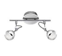 Spot de plafond LED plafonnier plafonnier spot lampe spot, 2 spots de flamme mobiles, acrylique chromé, 2x LED 5W 350Lm blanc chaud, HxLxP 20x32x13cm