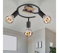 Spot de Plafond Luminaire Sportif Réglable Lampe de Salon Bois Noir Braun D 25cm
