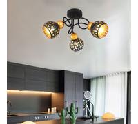 Spot de Plafond Place Rondell Plafonnier 3flammig Oriental Métal Noir Or