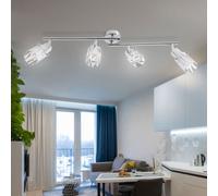 Spot de plafond plafonnier salon spot bar, spots mobiles, verre opale chromé, 4x douilles E14, LxH 69x12,5cm