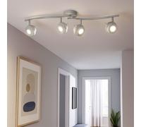 Plafonnier LED 4 flammes luminaire de salon plafonnier barre spot, spot orientable, métal gris antique, 4x5W 4x 345lm blanc chaud, LxH 68 x 16 cm