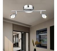 Spot de plafond 2 flammes LED plafonnier chromé lampe de salon argentée, spots chromés réglables, 2x 5W 400lm blanc chaud, Lxl 38 x 13 cm