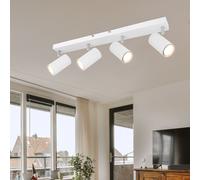Plafonnier spot 4 flammes spot de plafond blanc plafonnier LED salon, avec spots orientables, métal, 4x 4,5W 4x 400lm blanc chaud, LxLxH 56x6x12
