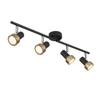 Spot de plafond plafonnier spot orientable 4 flammes noir or L 60cm
